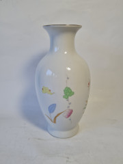 Ваза винтажная Gerq с наивным цветочным декором, фарфор, 21 см, Германия, 1960-70гг.