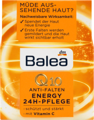 Balea Tagescreme Q10 Anti-Falten Energy 24h-Pflege, 50 ml Балеа Дневной крем против морщин с Q10 и Витамином С