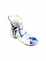 Статуэтка винтажная Delft Blue &quot;Голландский сапог&quot; с цветочным декором и мельницей, ручная роспись, фарфор, 11 х 7 см, Голландия, 1960-70гг.