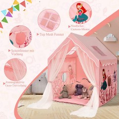 COSTWAY® Spielzelt Spielhaus mit Vorhang  Matte fur 2-4 Kinder Игровая палатка с ковриком для штор для 2-4 детей.