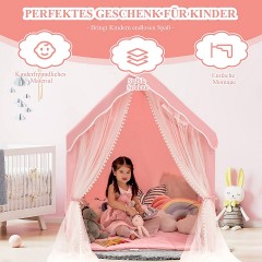 COSTWAY® Spielzelt Spielhaus mit Vorhang  Matte fur 2-4 Kinder Игровая палатка с ковриком для штор для 2-4 детей.