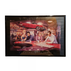 Картина-постер винтажная George Bungarda &quot;Вечер в &quot;Риксе&quot;&quot;, в стиле 60-х, большой формат, в раме, 93.5 х 64 см, Германия, 1980-90гг.