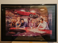 Картина-постер винтажная George Bungarda &quot;Вечер в &quot;Риксе&quot;&quot;, в стиле 60-х, большой формат, в раме, 93.5 х 64 см, Германия, 1980-90гг.