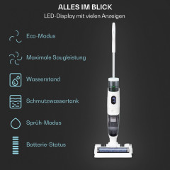 Klarstein Klarstein Akku-Hand-und Stielstaubsauger Caswell, 150 W, beutellos, Nass Trocken Sauger Akku Kabellos Beutellos LED 150  Беспроводной ручной и стержневой пылесос Klarstein Caswell, 150 Вт, без мешка, пылесос для влажной и сухой уборки, аккумулят
