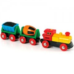 BRIO Zug mit Lok und Anhangern (Batteriebetrieb) Поезд с локомотивом и прицепами (на аккумуляторе)