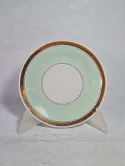 Чайное трио винтажное, зелено-золотистые тона, фарфор, ГДР, 1970-80гг.