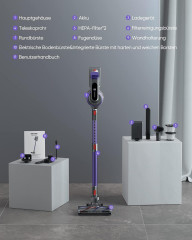 Laresar Laresar Akku-Hand-und Stielstaubsauger, 400W/33KPA Akku Staubsauger Touchscreen, Anti-Tangle-Staubsauger, Kantenreinigung, 1.5L  Беспроводной ручной и стержневой пылесос Laresar, беспроводной пылесос мощностью 400 Вт/33 кПа с сенсорным экраном, пы