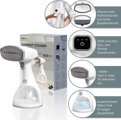 Lebenlang Lebenlang Dampfbugeleisen Steamer Dampfglatter LCD Hand Dampfburste Reisebugeleisen fur Hemden, 1500,00 W, 1500W, &lt;30 Sekunden Aufheizen, Bugelhandschuh, 300ml Tank Blau Паровой утюг на всю жизнь, отпариватель, гладкая поверхность, ЖК-дисплей, р
