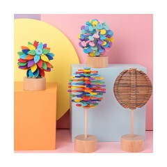 Syntek Spinnspielzeug aus Holz Drehbarer Lollipop aus Holz Вращающаяся деревянная игрушка Вращающийся деревянный леденец