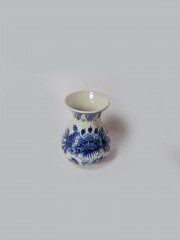 Delft Blue Holland Ваза с цветочным рисунком в синих тонах, дельфтский фарфор, 13,5см x 10см, Голландия, 1960-70гг.