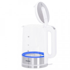 Mesko Mesko Wasserkocher MS 1301W 1,7 Liter, Glaskessel mit LED-Beleuchtung Edelstahl/Weiss  Чайник Mesko MS 1301W 1,7 л, стеклянный чайник со светодиодной подсветкой нержавеющая сталь/белый
