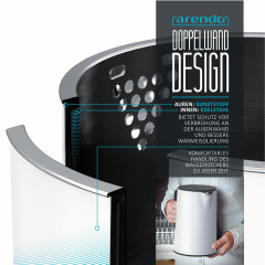 Arendo Arendo Wasserkocher, 1,5 l, 2200 W, Edelstahl, Doppelwand, Temperatureinstellung 40° 100 °C mit Anzeige, Summer |LED-Display |Doppelwandig |Interne Fullstandsanzeige vulkangrau Чайник Arendo, 1,5 л, 2200 Вт, нержавеющая сталь, с двойными стенками, 