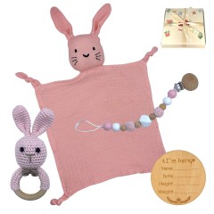 Angels Baby Baby Geschenkset mit Schnullerkette und Schnuffeltuch 4 teilig Детский подарочный набор с цепочкой для пустышки и одеялом