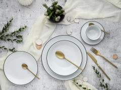 Creatable Creatable Kombiservice 30-tlg. LUNA BLACK LINE Weiss Создаваемый комбинированный сервиз 30 шт. ЛУНА ЧЕРНАЯ ЛИНИЯ