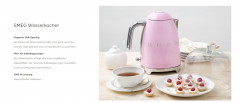 SMEG SMEG Wasserkocher SMEG Wasserkocher mit Temperatureinstellung 50-100°C Edelstahl Kocher, 2400,00 W, 360°Basis elektrischer Wasser Kocher mit Temperatureinstellung Metall  Чайник SMEG Чайник SMEG с регулировкой температуры 50-100°C Плита из нержавеюще