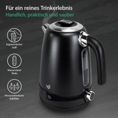 Impolio Impolio Wasserkocher Retro, 2200,00 W, Edelstahl, Temperatureinstellung, TUV Rheinland GS Zertifiziert  Ретро-чайник Impolio, 2200,00 Вт, нержавеющая сталь, регулировка температуры, сертификат TUV Rheinland GS.