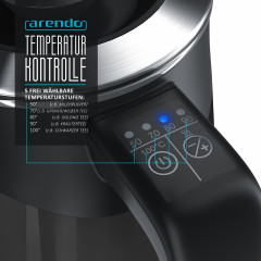 Arendo Arendo Wasserkocher, 0,5 l, 1100 W, Edelstahl Reisewasserkocher Mini, Temperatureinstellung, Single, Energiesparend: ideal fur die Erhitzung kleiner Wassermengen  Чайник Arendo, 0,5 л, 1100 Вт, дорожный мини-чайник из нержавеющей стали, регулировка