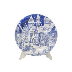 Тарелка декоративная винтажная Ironstone &quot;Рождественский вечер&quot;, коллекционная, фарфор, 24 см, Англия, 1960-70гг.