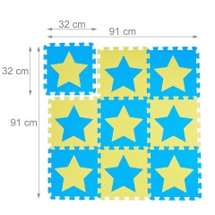 relaxdays 27 x Puzzlematte Sterne blau-gelb 27 x коврик-пазл звезды сине-желтый