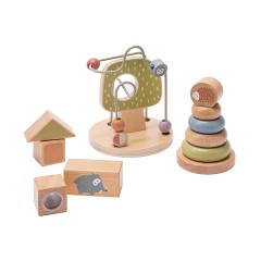 howa Motorikspielzeug Motorikschleife Stapelturm Bausteine  aus Holz little woods Игрушка для моторики Моторика петля Сборная башня Строительные блоки из дерева маленькие леса