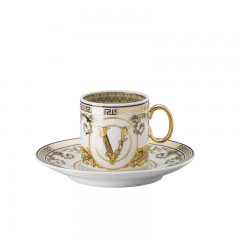 Rosenthal meets Versace Rosenthal Versace Virtus Gala White Espressotasse 0,10 L mit Untertasse 2-tlg. Чашка для эспрессо Rosenthal Versace Virtus Gala White 0,10 л с блюдцем 2 шт.