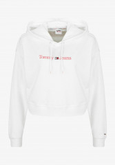 Tommy Hilfiger CROPPED Hoodie white УКОРОЧЕННЫЕ — Толстовка с капюшоном белый
