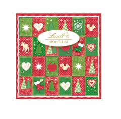 Lindt Frohes Fest Mini Tisch 115g х 5STK, Адвент календарь 2024, 24 сладких сюрприза, 115 грамм x 5 штук