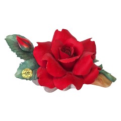 Статуэтка винтажная большая Capodimonte "Алая роза и бутон", фарфор,10 х 20 см, Италия, 1960-70гг.