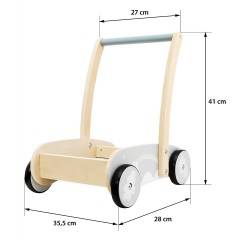 mamabrum Lauflernwagen aus Holz mit Bausteinen 44 Stuck Деревянные ходунки с 44 строительными блоками.