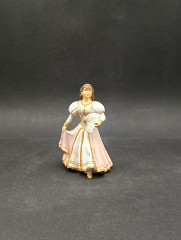 Статуэтка винтажная миниатюрная Schleich &quot;Женщина в розовом платье с веером&quot;, фарфор, 9 х 6 см, Китай, 1960-70гг.