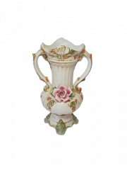 Capodimonte Винтажная ваза с двумя ручками и фактурными цветами &quot;Роза&quot;, 27см x 17см, Италия, 1960-70гг.