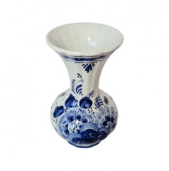 Delft Blau Винтажная ваза ручной росписи &quot;Голубые цветы на белом&quot;, делфтский фарфор, Голландия, 8,5см х 13,5см, Голландия, 1960-70гг.
