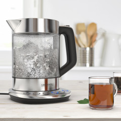 Arendo Arendo Wasserkocher, 1,5 l, 2200 W, Edelstahl  Glas mit Basisstation, Temperatureinstellung 70° 100° C  Чайник Arendo, 1,5 л, 2200 Вт, стекло нержавеющая сталь, с подставкой, регулировка температуры 70° 100° C