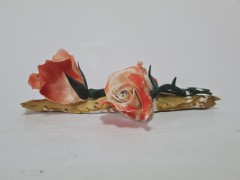 Статуэтка винтажная большая Capodimonte / CESAR "Три алые розы", 6 х 20 см, Италия, 1960-70гг.