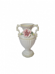 Bassano Винтажная ваза с двуми ручками и с большой розовой розой, 24см x 16см, Италия, 1960-70гг.