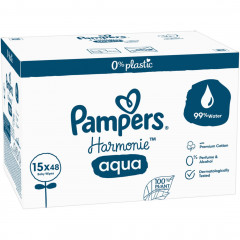 Pampers Vorteilspack Feuchttucher Влажные салфетки Aqua  в упаковке, 15 штук