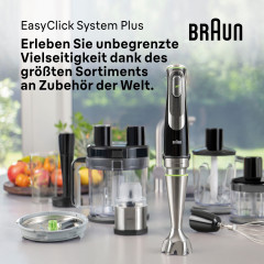 Braun Braun Stabmixer MQ 9147X MultiQuick 9, 1200 W, Schneebesen, Mixeraufsatz, Zerkleinerer, Gemusestampfer, 0,6l Behalter Погружной блендер Braun MQ 9147X MultiQuick 9, 1200 Вт, венчик, насадка-миксер, измельчитель, овощерезка, контейнер 0,6 л