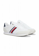 Tommy Hilfiger ESSENTIAL SIGNATURE TAPE RUNNER Trainers white ESSENTIAL SIGNATURE TAPE RUNNER — кроссовки белый