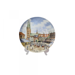 Kaiser Berg Декоративная тарелка с изображением торговой площади в г. Любек, 24 x 3 см, Германия, 1970-80гг.