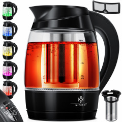 KESSER KESSER Wasserkocher, 1.8 l, 2200 W, 1,8L Edelstahl Wasserkocher 2200W Glaswasserkocher kupfer Чайник KESSER, 1,8 л, 2200 Вт, чайник из нержавеющей стали 1,8 л, стеклянный чайник 2200 Вт