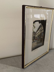 Картина винтажная &quot;Офорт Кобленц&quot;, цвет.графика, под стеклом, в раме, 32 х 26 см, Германия, 1980-90гг.