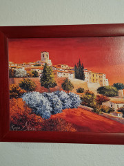 Картина винтажная Реджиса Айбра &quot;Тосканский пейзаж&quot;, в раме, 77 x 40 см, Германия, 1960-70гг.