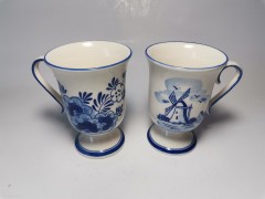 Delft Делфтский фарфор Коллекционные винтажные кружки &quot;Мельница и цветы&quot;, Голландия 1960г., 2 штуки