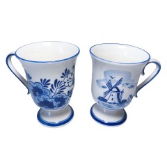 Delft Делфтский фарфор Коллекционные винтажные кружки &quot;Мельница и цветы&quot;, Голландия 1960г., 2 штуки