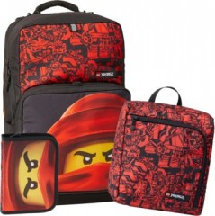 LEGO Schulranzenset JOHANSEN Optimo Plus LEGO NINJAGO Red, 3-tlg. (2022) Набор школьных сумок JOHANSEN Optimo Plus LEGO NINJAGO Red, 3 предмета. (2022)