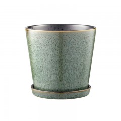 Bitz Bitz Gastro green / black Blumentopf - Krautertopf mit Untertasse d: 14 cm / h: 12,5 cm Bitz Gastro зеленый/черный цветочный горшок - горшок для трав с блюдцем d: 14 см / высота: 12,5 см