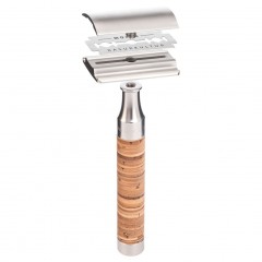 Muhle Rocca 3 tlg Rasierset Silberspitz, Griff Birkenrinde  Бритвенный набор Rocca из 3 предметов, серебряный наконечник, ручка из бересты