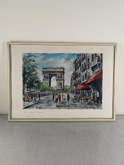 Картина винтажная Vargas &quot;Париж. Елисейские поля&quot;, в раме, 40 х 29 см, Германия, 1980-90гг.
