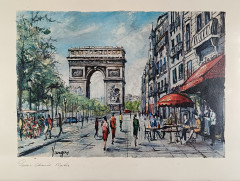 Картина винтажная Vargas &quot;Париж. Елисейские поля&quot;, в раме, 40 х 29 см, Германия, 1980-90гг.