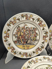 Тарелки декоративные винтажные, серия &quot;Сбор винограда&quot; - &quot;Сбор&quot;, &quot;Проба&quot; и &quot;Отжим&quot;, 3 шт., керамика, 20 см, Германия, 1970-80гг.